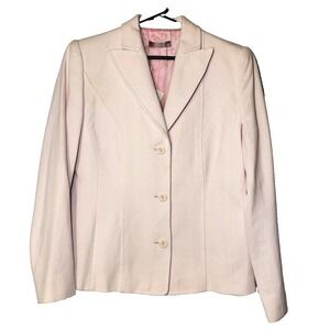 Nicola NWT Pink White Micro Check Lined 3 Button Front Fitted Blazer Italy 8